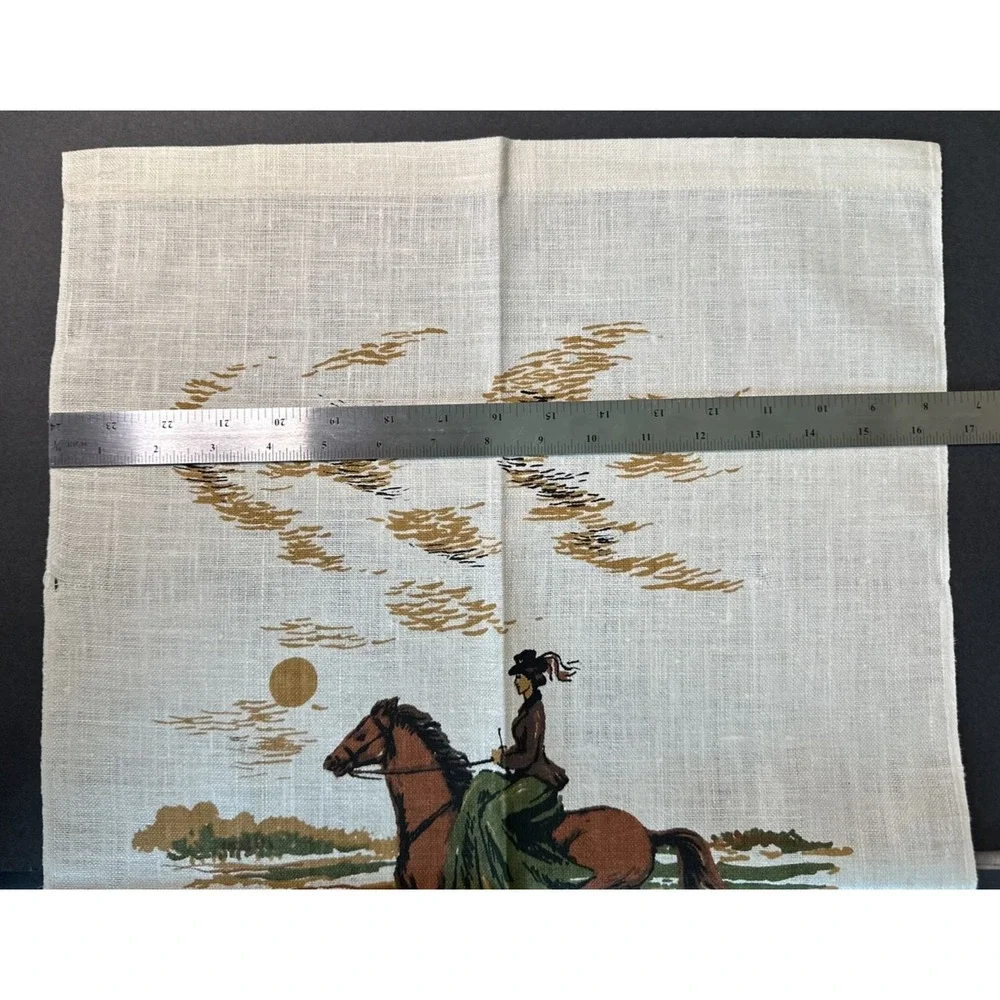 Vintage Polish Tea Towel Linen Festive Folk Art Hand Painted Made in‎ Poland